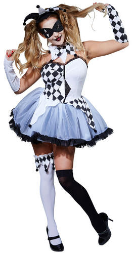 Jetserella Ladies Fancy Dress Costume Womens Harlequin Jester Outfit UK 4-18