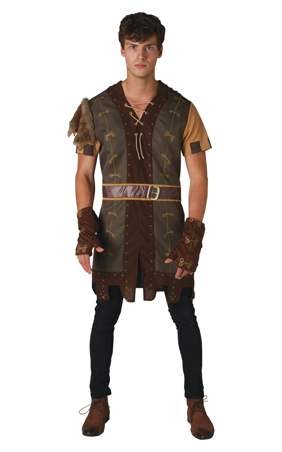 Mens Robin Hood Fancy Dress Medieval Hunter Adults World Book Day Costume Outfit