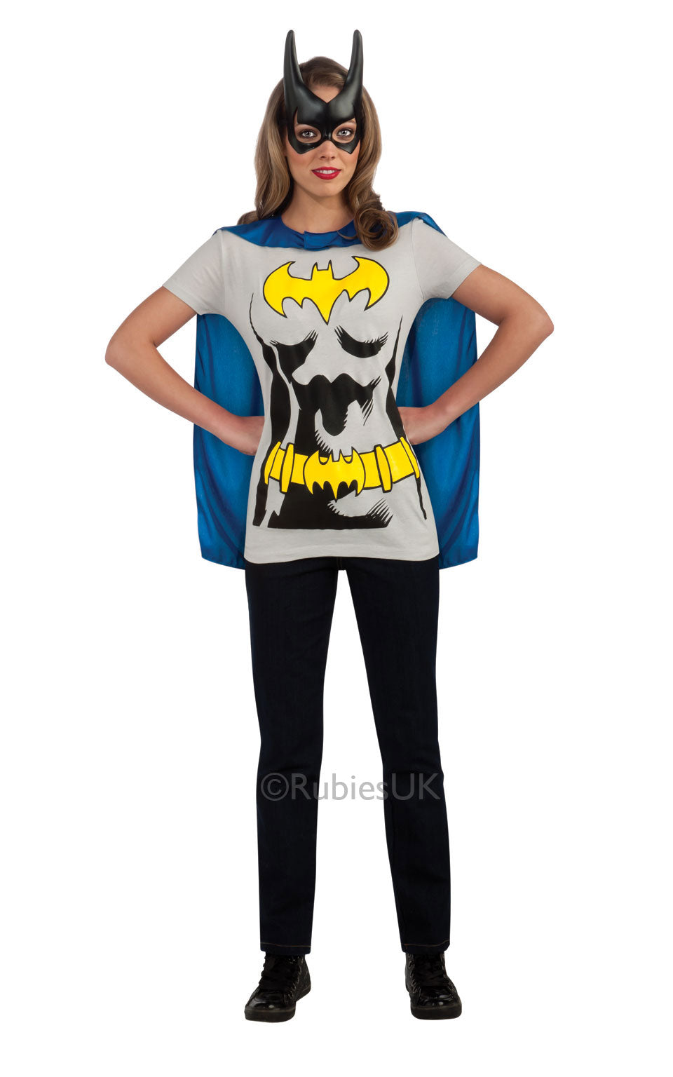 Batgirl T Shirt Costume Licensed Justice League Fancy Dress Accessory Ladies