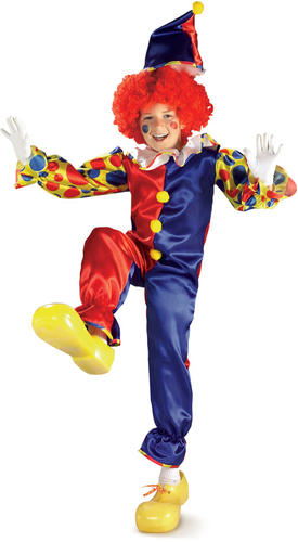 Bubbles The Clown Boys Fancy Dress Costume Circus Clowns + Hat
