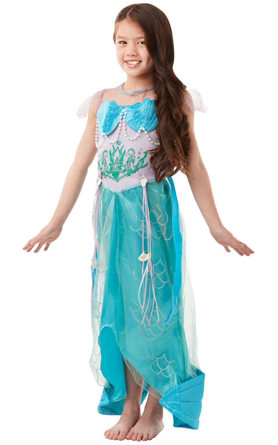 Mermaid Girls Deluxe Costume Girls Fairytale Ariel Book Day Fancy Dress Outfit