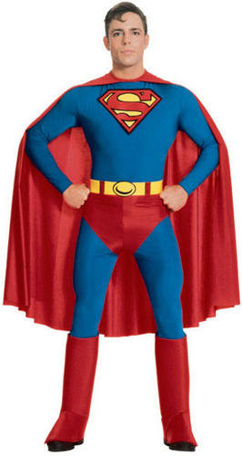 Mens Classic Superman Costume Adults Licensed Superhero Fancy Dress Outfit