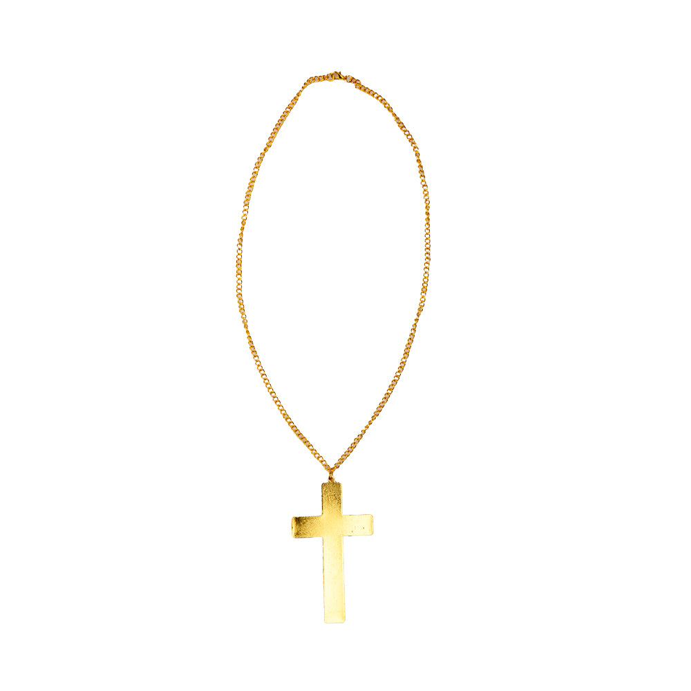 Gold Nuns Cross Preist Nun Fancy Dress Necklace Outfit Prop Adults Mens Ladies