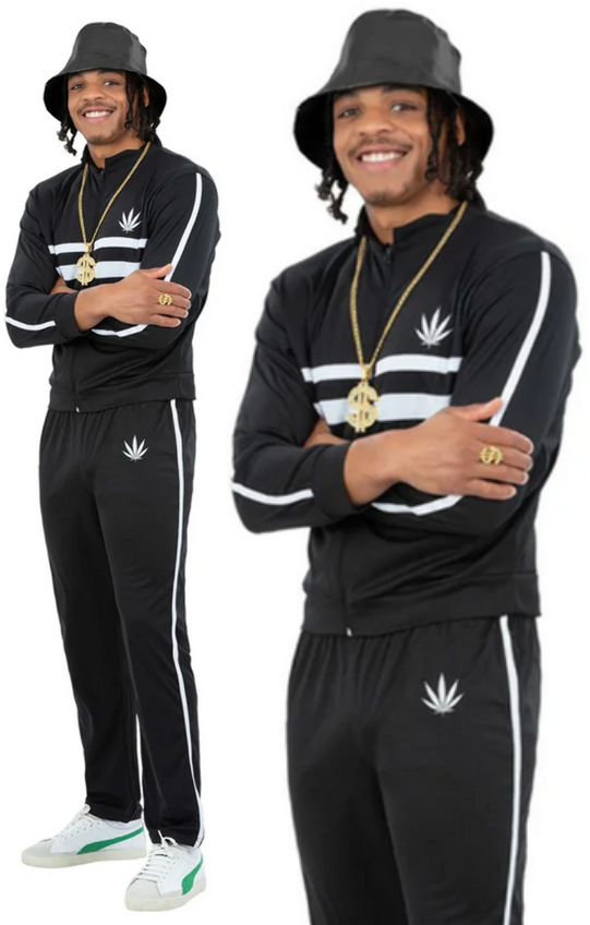 1990s Tracksuit Adults 90s Shellsuit Fancy Dress Costume Mens Black Trackie