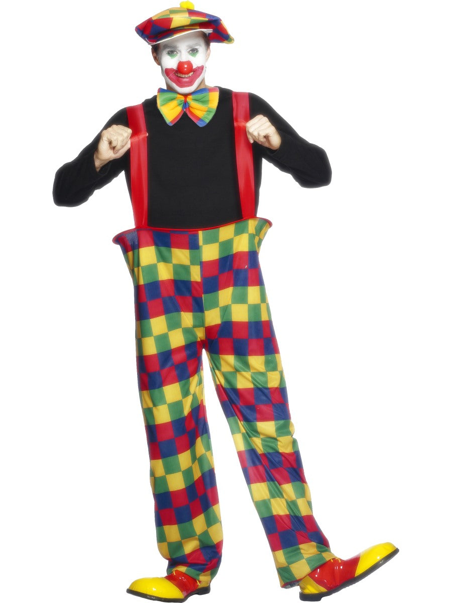 Adults Hooped Clown Costume Mens Ladies Circus Fancy Dress Stag Party New