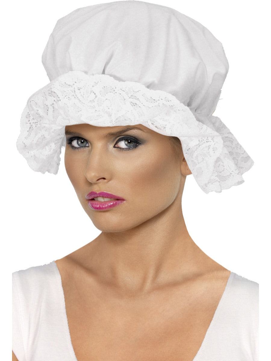 White Victorian Mop Cap Hat Ladies Servant Maid Fancy Dress Accessory