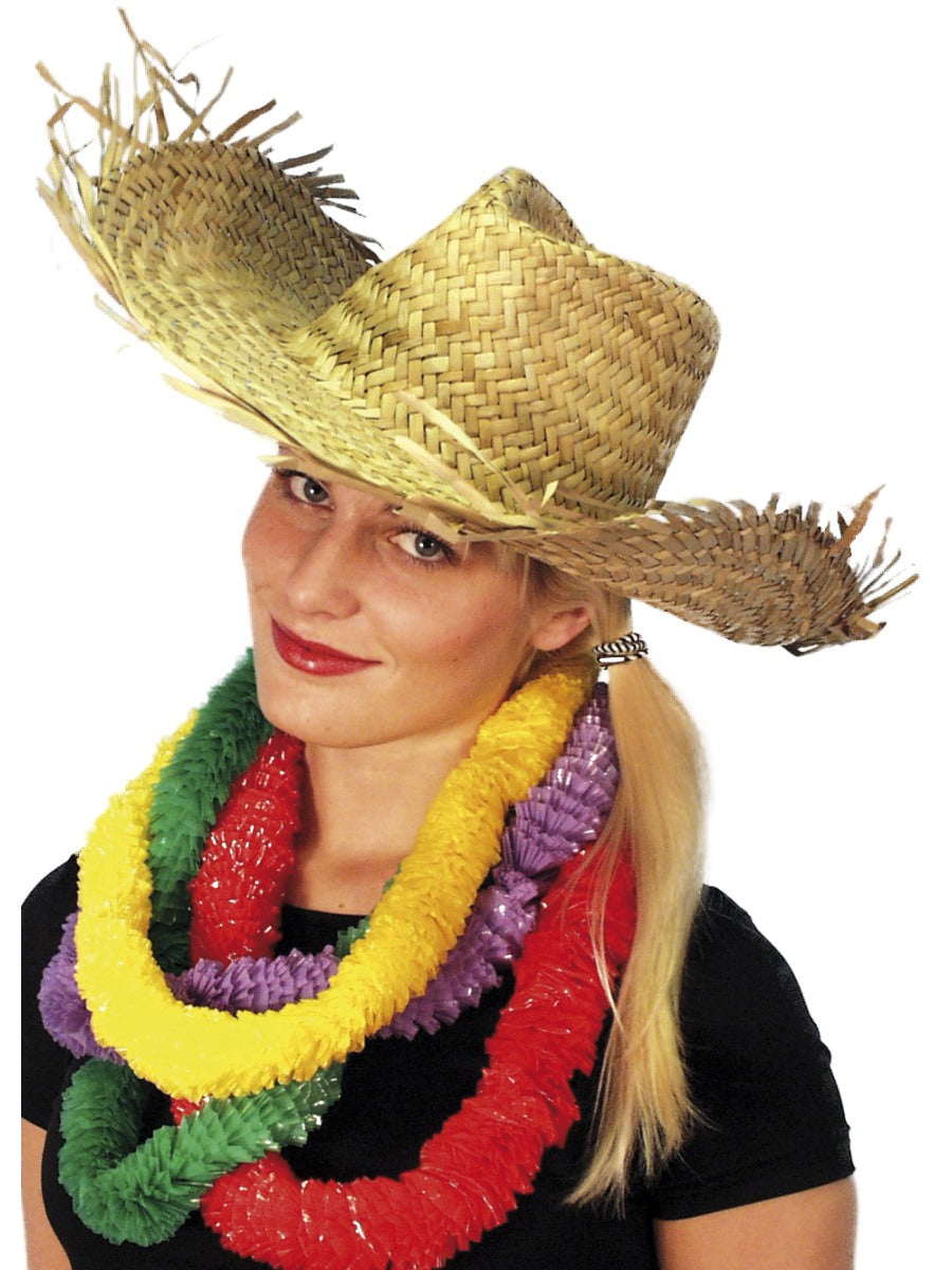 Beachcomber Hawaiian Straw Hat Mens Ladies Beach Party Fancy Dress Hat