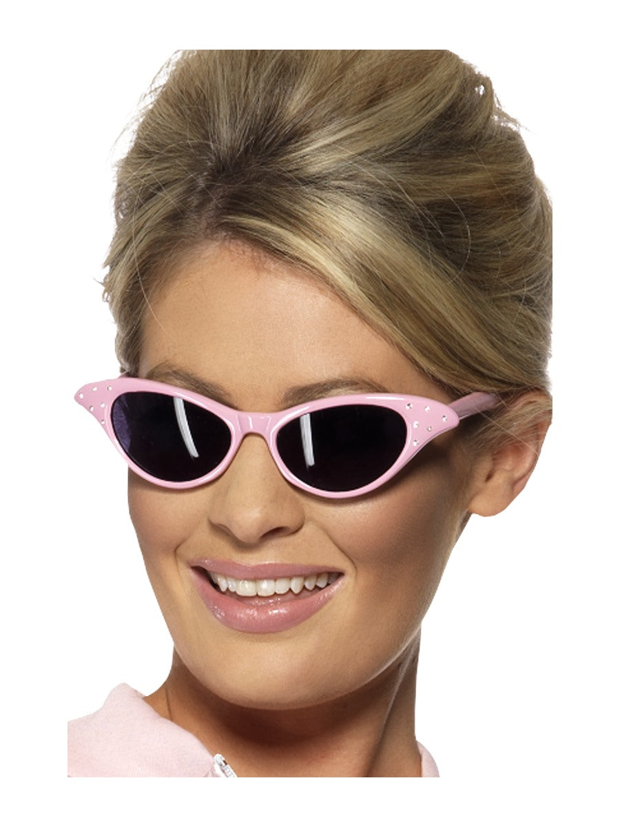 Flyaway Style Rock and Roll Flyaway Rock & Roll Ladies Pink 1950s Sunglasses Fancy Dress