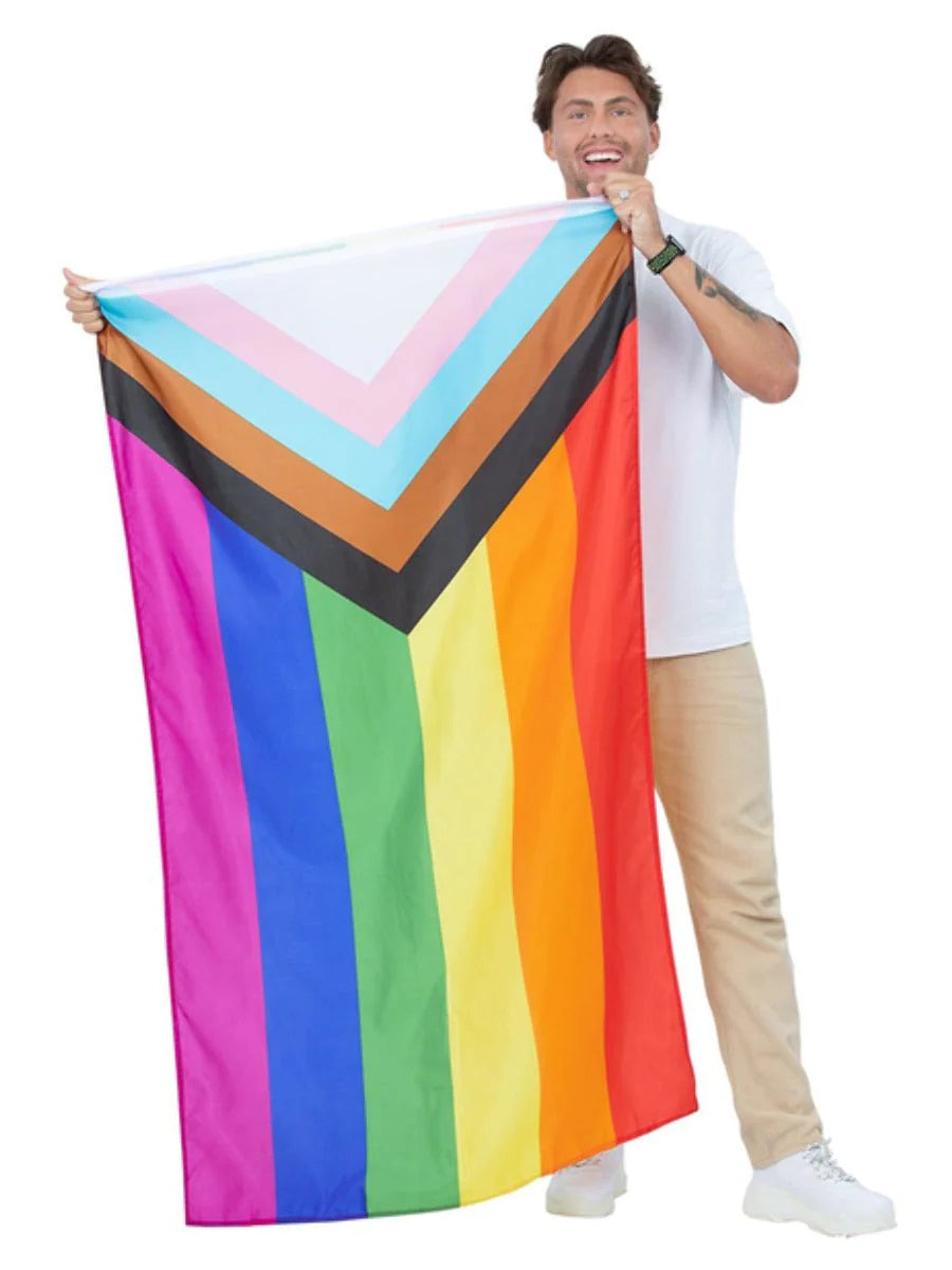 Pride Flag 5ft X 3Ft Adults Festival Fancy Dress Accessory Rain Multi Coloured Flag