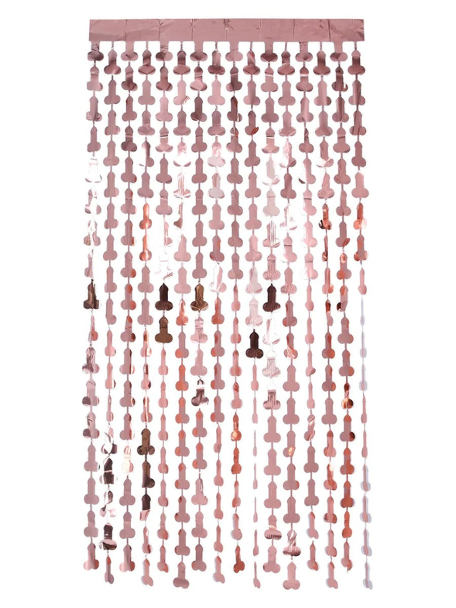 Penis Foil Curtain Backdrop Rose Gold Hen Night Fancy Dress Party Accessory