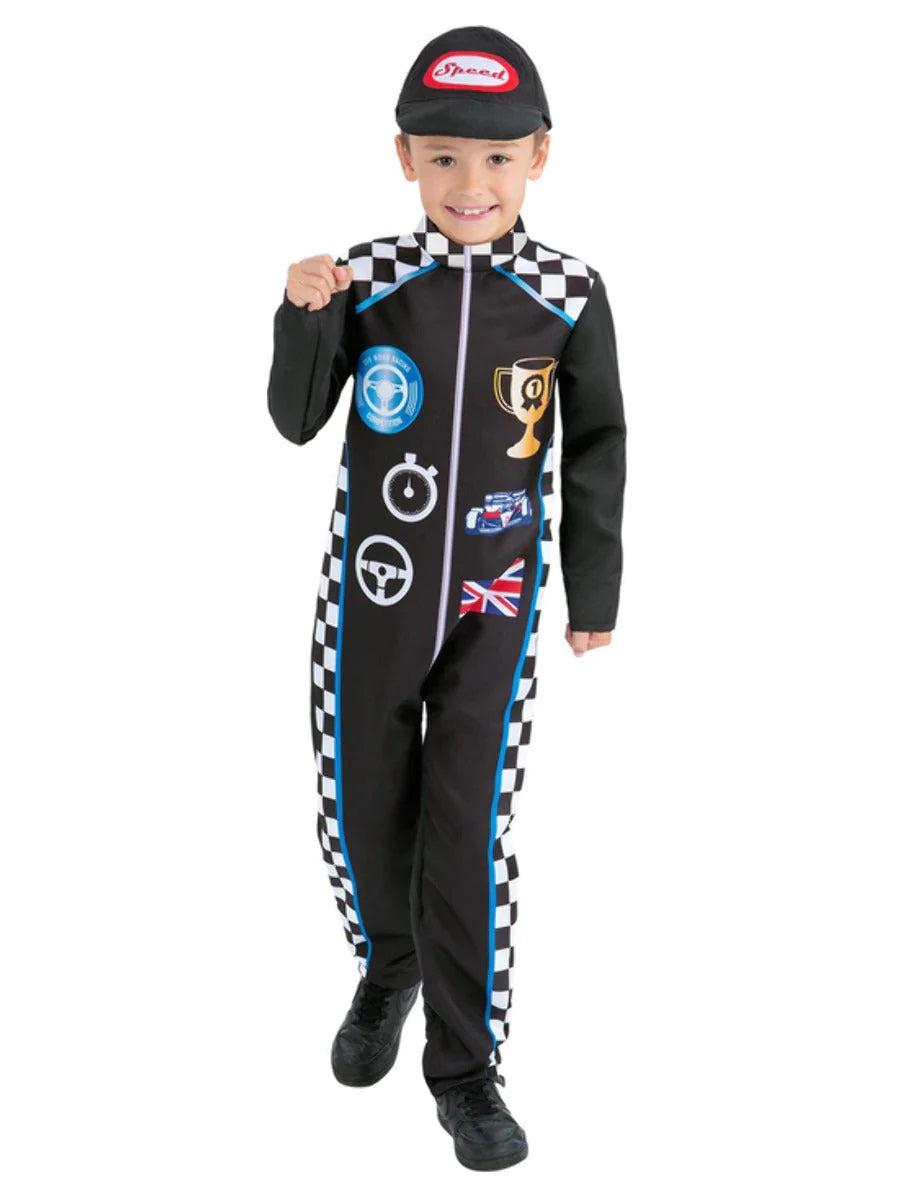 Racing Car Driver Costume Boys Race Toddlers Childs Fancy Dress Outfit Kids