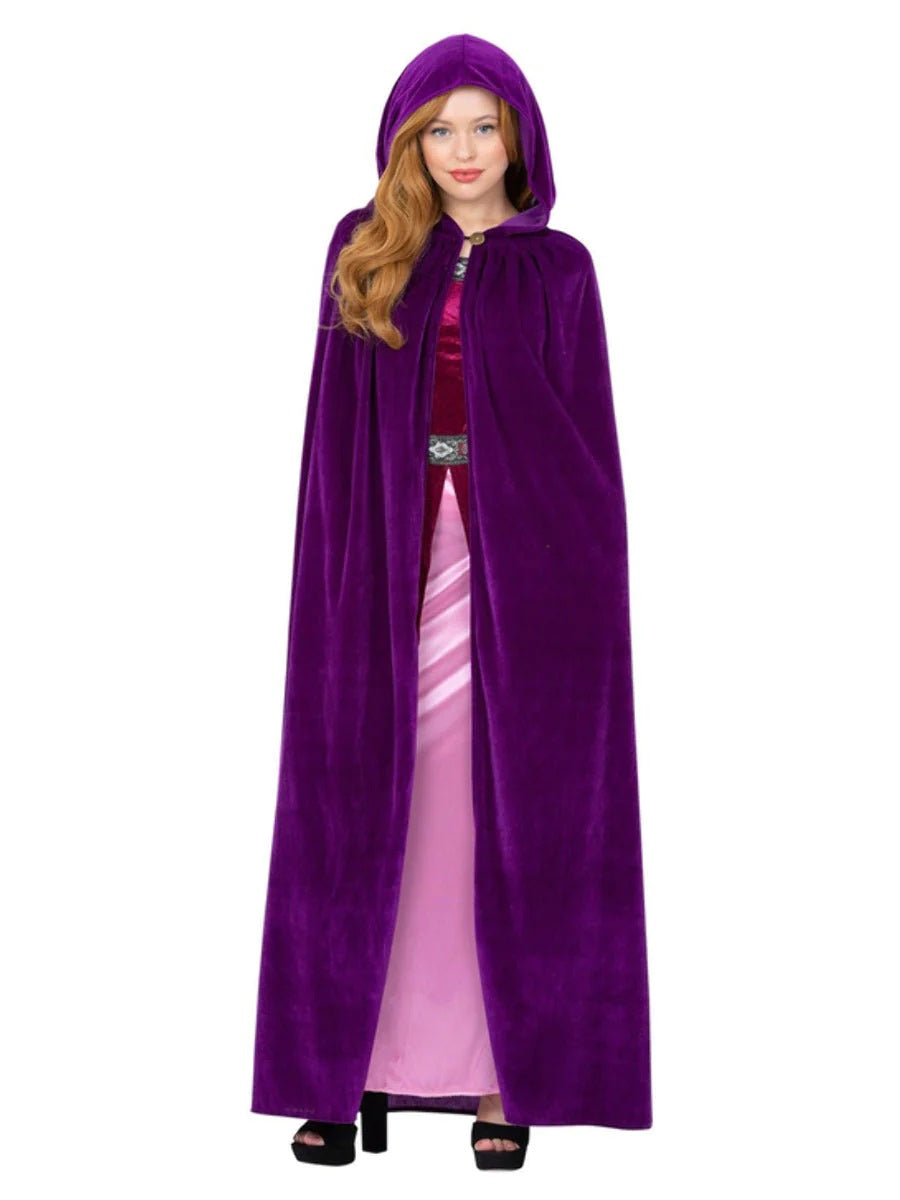 Deluxe Cloak Amethyst Green Adults Adults Medieval Fancy Dress Hooded Robe