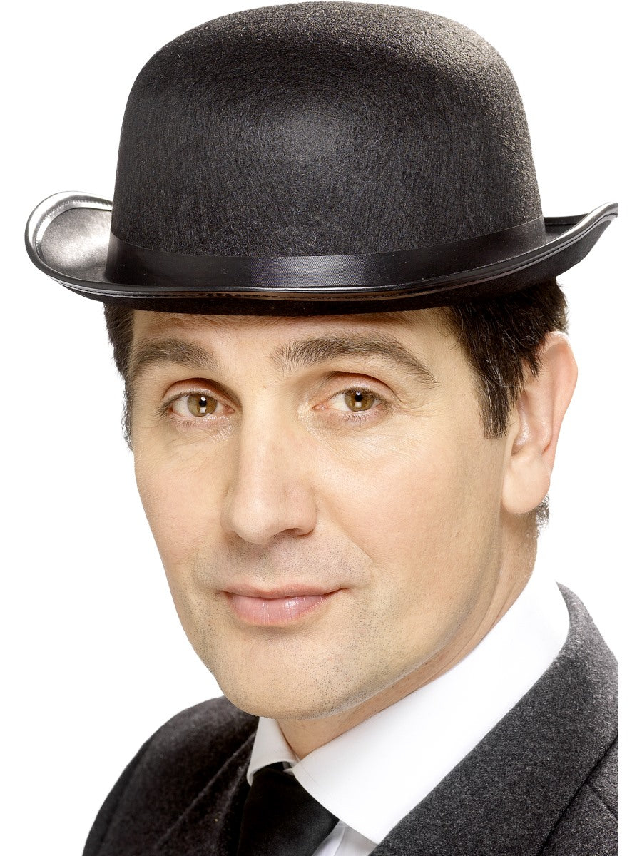 Bowler Hat Black Felt 1920s Charlie Chaplin Posh Gents Fancy Dress Accessory
