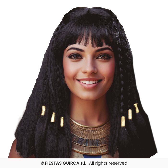 Black Egyptian Queen Wig Ladies Fancy Dress Braided Wig Adults