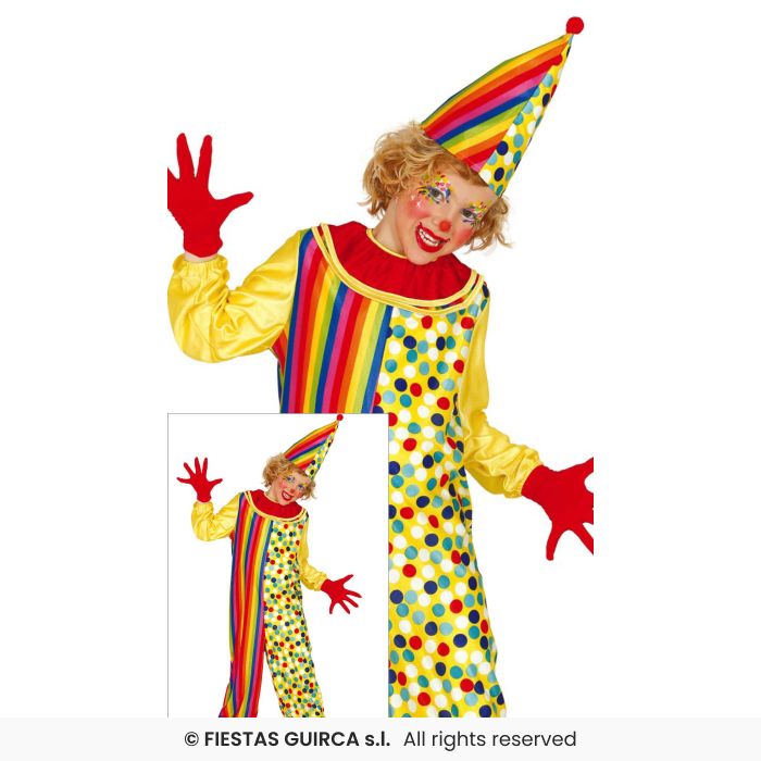 Clown Jumpsuit Clown Costume Colourful Circus Kids Fancy Dress Outfit Age 3-12