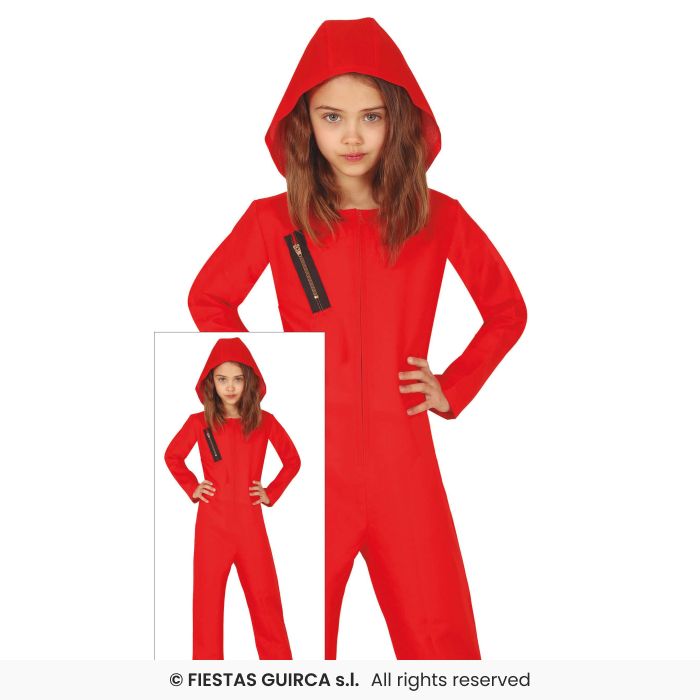 Bank Robber TV Show Fancy Dress Costume Red Boiler Suit Kids Outfit Age 5-12