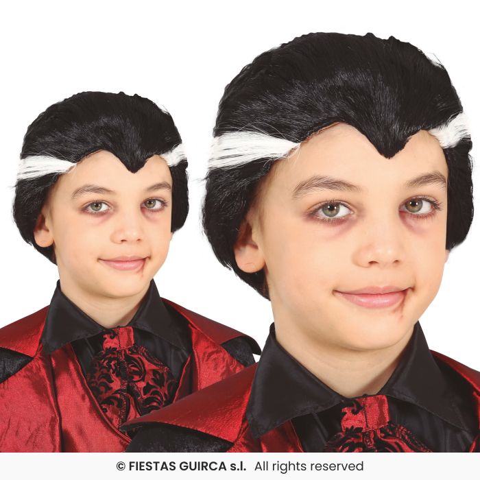 Kids Dracula Boys Girls Vampire Fancy Dress Accessory Halloween Black Wig