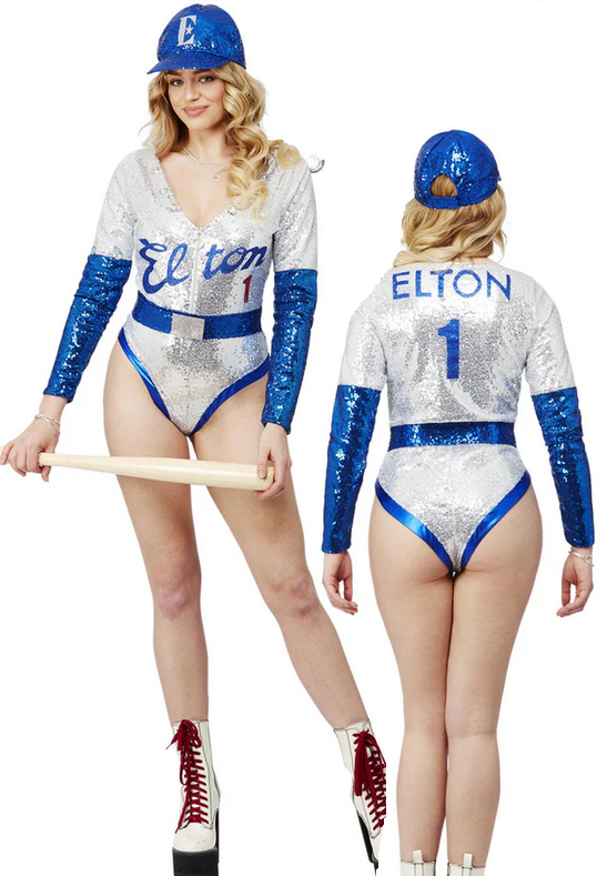 Elton John Fancy Dress Costume Sequin Baseball Star Adults Official Outfit UK 4-14