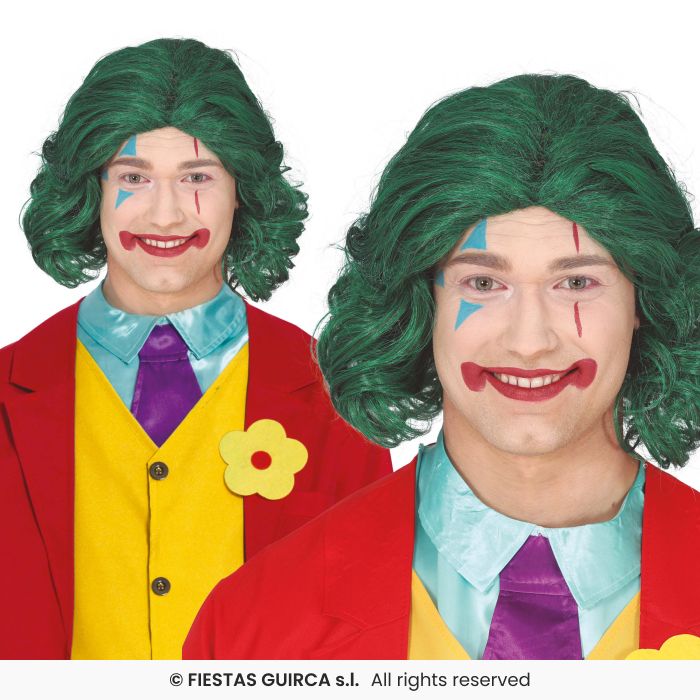 Green Wig Mens Joker Style Fancy Dress Wig Clown Halloween Accessory