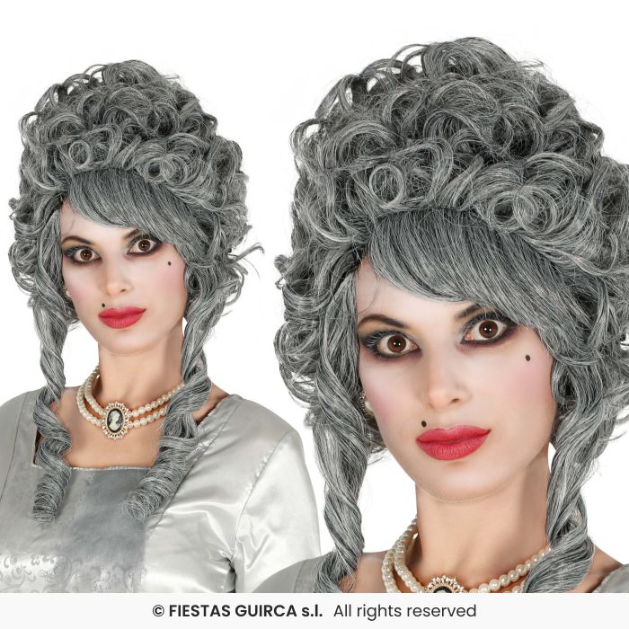 Marquise Grey Ladies Historical Medieval Wig Curly Fancy Dress Wig