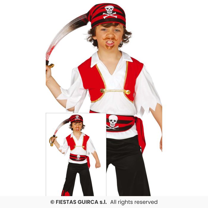 Pirate Boys Deluxe Pirates Fancy Dress Costume + Hat Book Day Kids Outfit Age 3-13