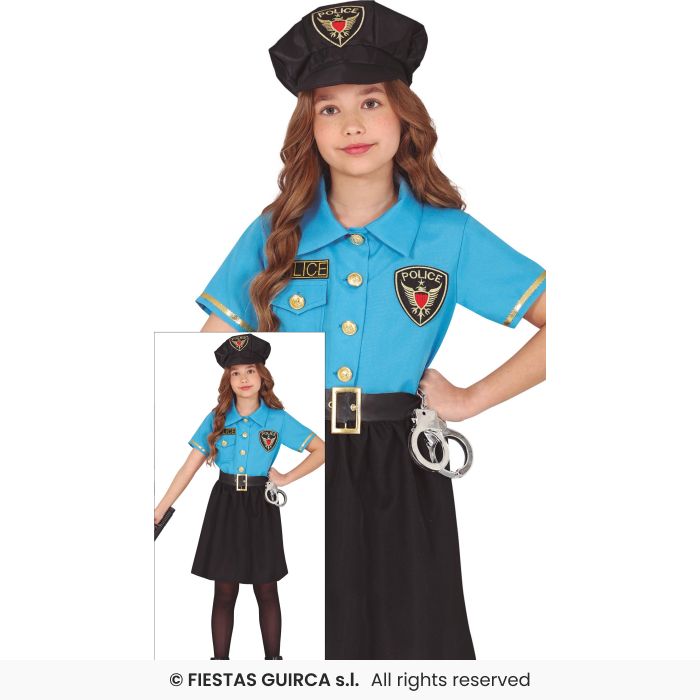 Girls Police Officer Occupations Fancy Dress Costume Kids Cop Police Woman Age 3-12