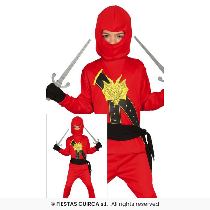 Red Boys Ninja Martial Arts Chinese Ninjas Fancy Dress Costume Boys Age 3-12