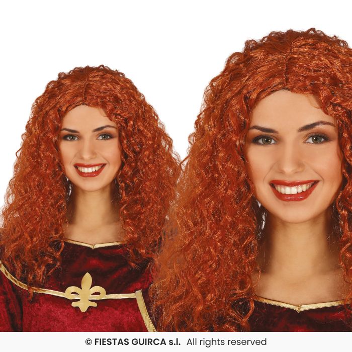 Long Russet Wig Ladies Ginger Medieval Fancy Dress Accessory Adults