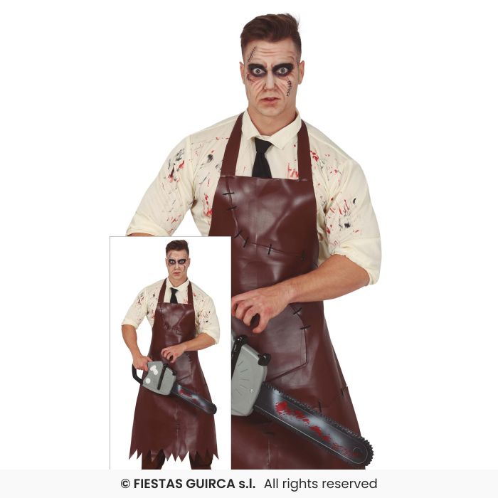 Scary Butcher Zombie Electrical Saw Killer Mens Halloween Fancy Dress Costume