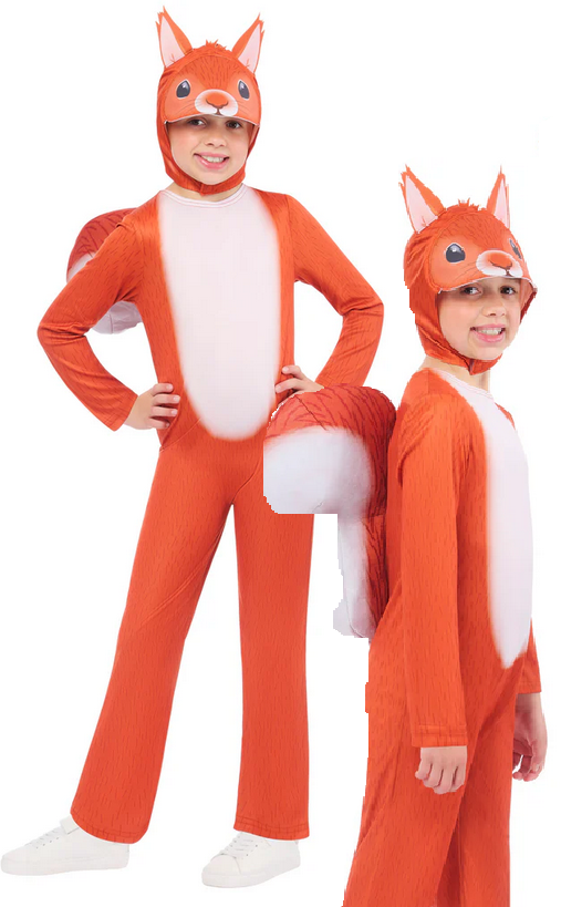 Squirrel Costume Childrens Wild Animal Fancy Dress Outfit Boys Girls Book Day Age 3-8