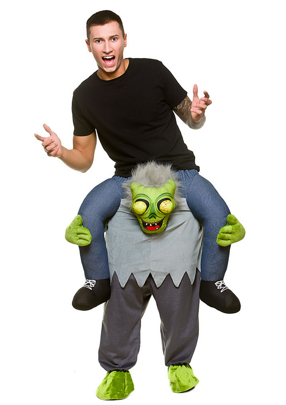 Carry Me Costume Adults Halloween Fancy Dress Zombie Skeleton Outfit Mens