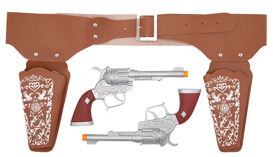Cowboy Guns With Belt & Holster Black Mens Western Cowboy Wild West Fancy Dress