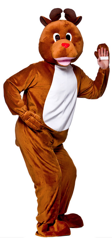 Mascot Rudolph Reindeer Costume Christmas Deluxe Even Fancy Dress Outfit