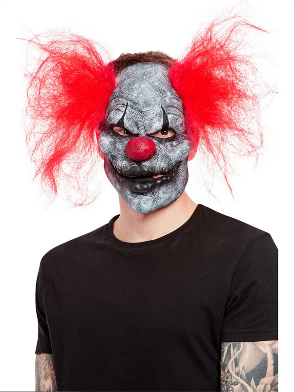 Dark Clown Mask Mens Halloween Latex Clown Mask Zombie Fancy Dress Accessory