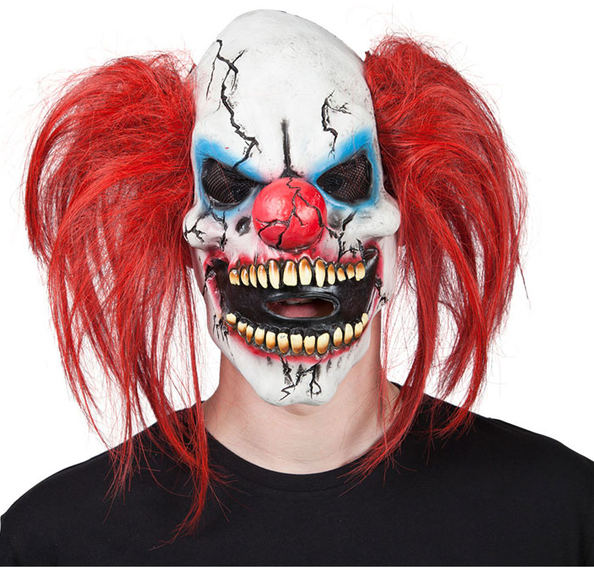 Scary Clown Mask Bald Head Red Hair Halloween Fancy Dress