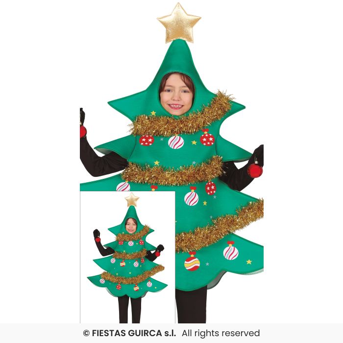 Xmas Tree Costume Kids Novelty Fancy Dress Outfit Christmas Tree Girls Age 7-9