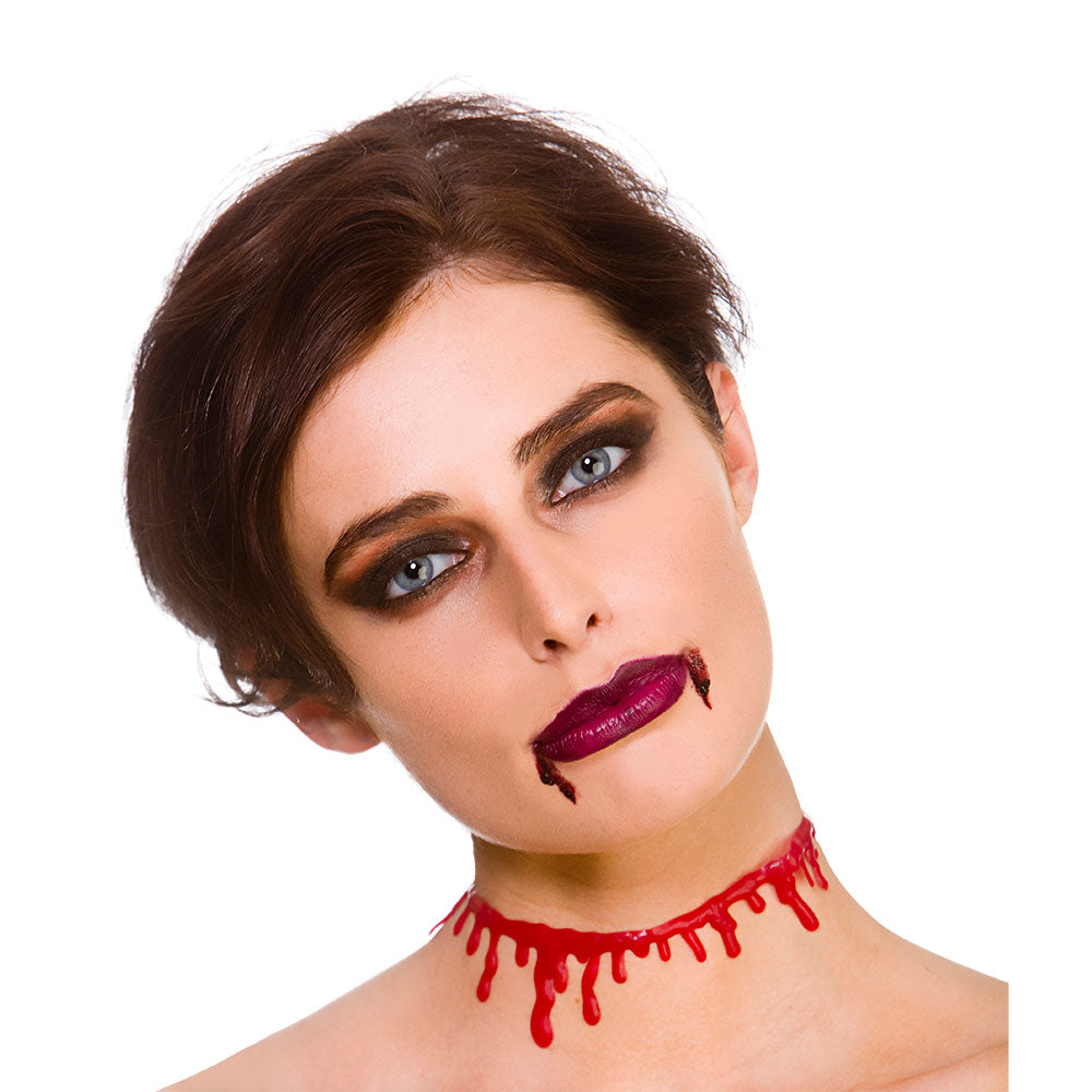 Dripping Blood Choker Ladies Goary Halloween Make Up Accessory Fancy Dress