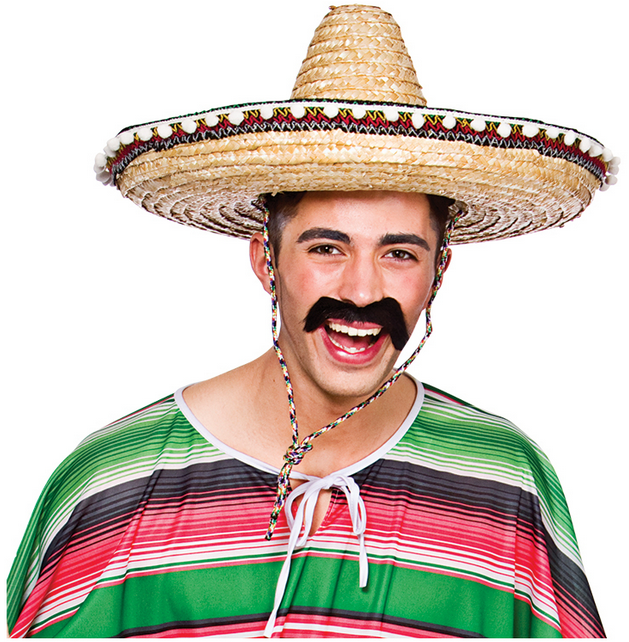 Deluxe Mexican Sombrero Hat Adults Mexico Bandit Fancy Dress Hat Straw New