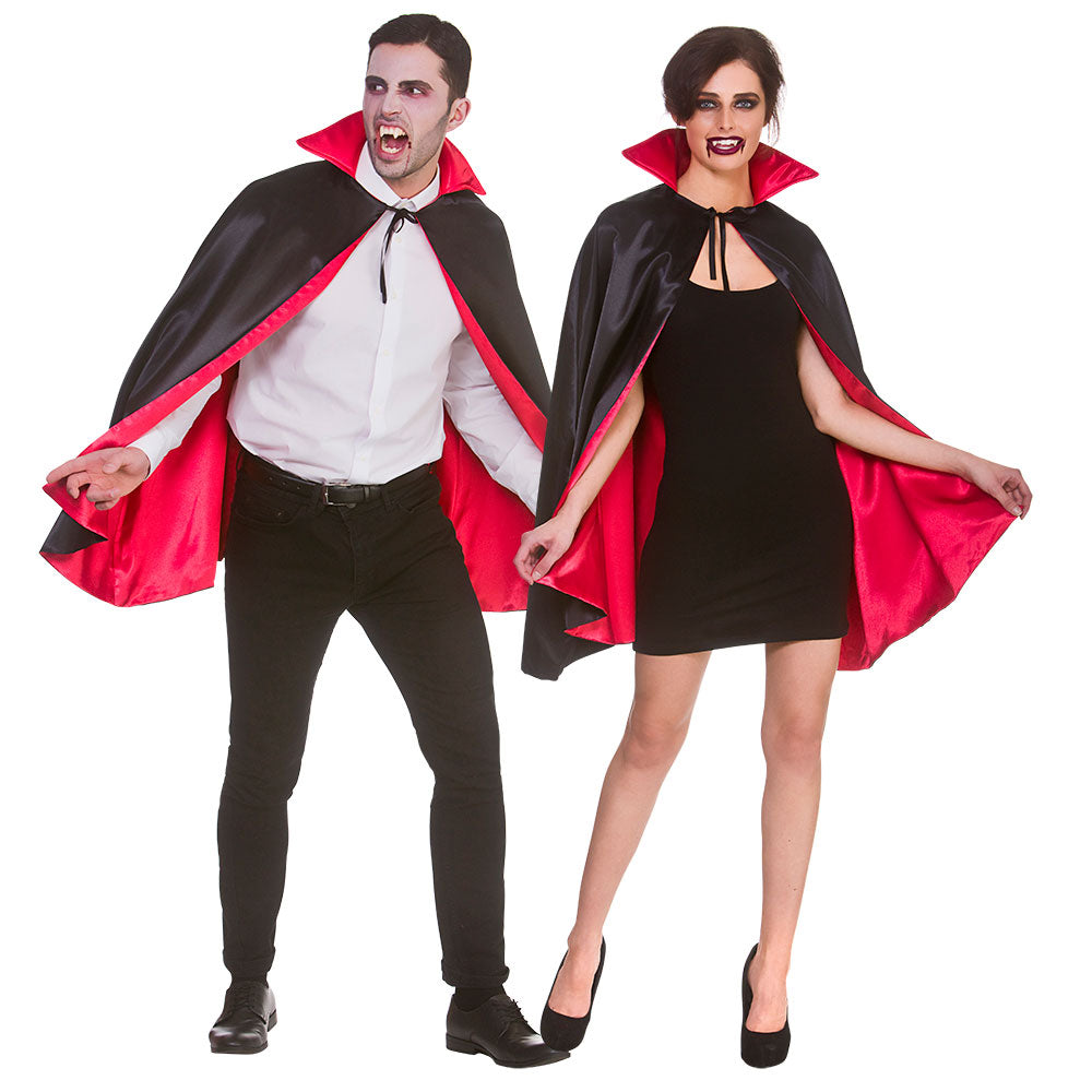 Vampire Cape Adults Halloween Deluxe 80cm Dracula Fancy Dress Accessory