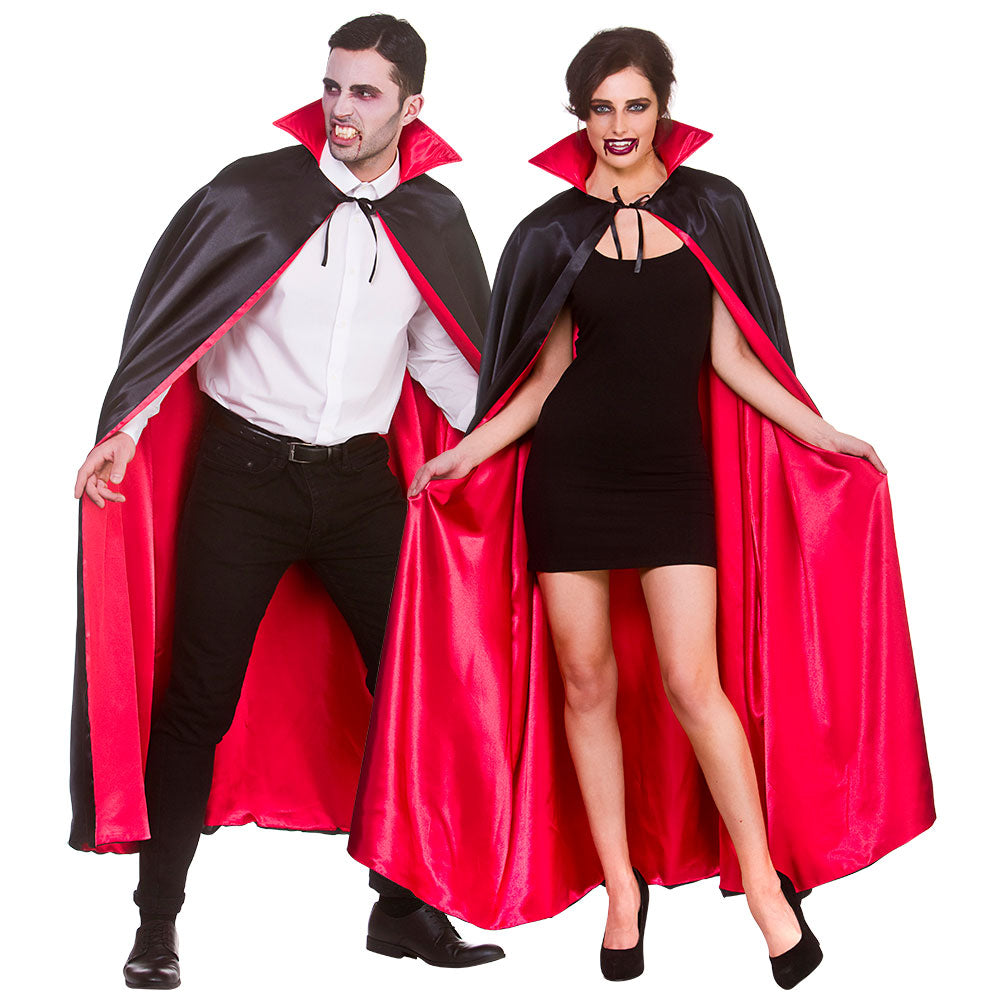 Long Vampire Cape Mens Dracula Vampiress Ladies Halloween Fancy Dress Robe