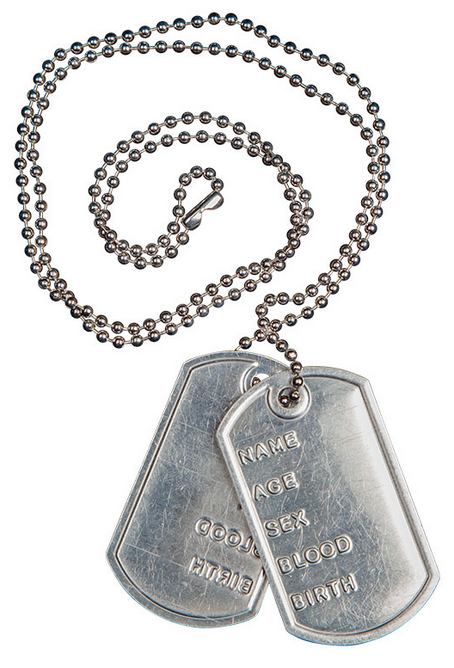Army Dog Tags Adults Fancy Dress Costume Accessory Military Ladies Mens