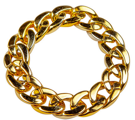 Chunky Gold Braceklet Adults 1980s 80s Fancy Dress Costume Accessory