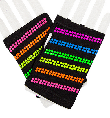 80's Multi Colour Neon Bead Gloves 1980s Fancy Dress Accessory 1980s Rave Party
