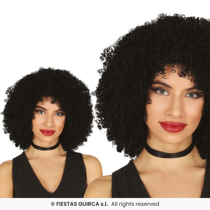 Black Curly Afro Wig Ladies Disco Retro Fancy Dress Accessory Wig 70s 80s