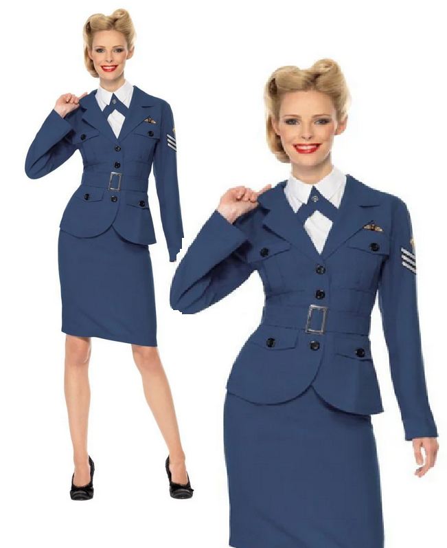 WW2 Air Force Female Captain Ladies Army Military Uniform 40s Fancy Dress Costume