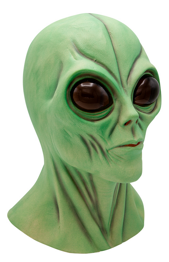 Full Head Alien Latex Mask Green Space UFO Aliens Fancy Dress Mens Ladies