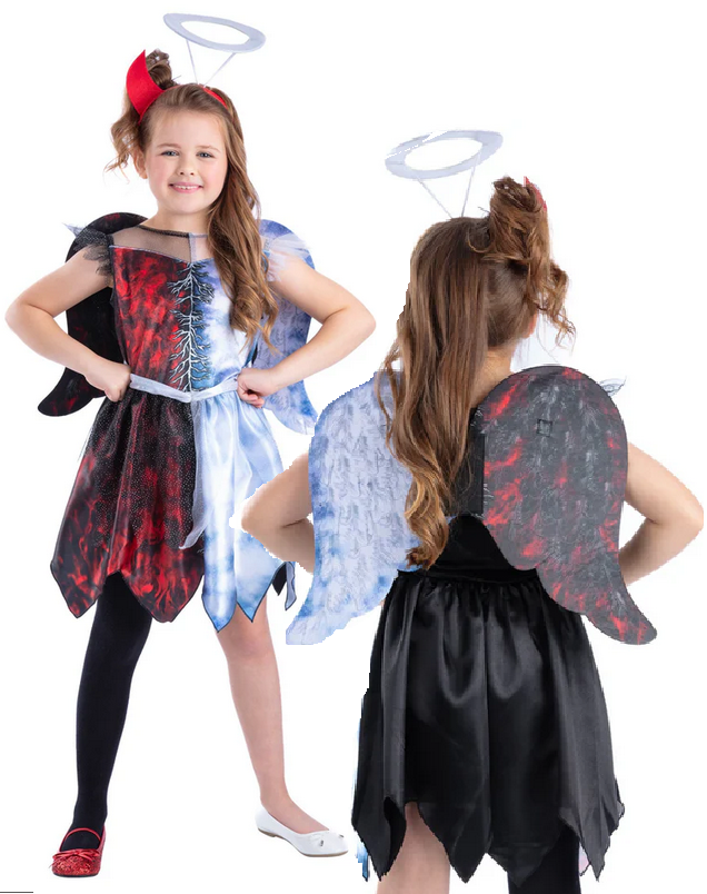 Half Angel Half Devil Dress Girls Halloween Fancy Dress Costume Age 4-12