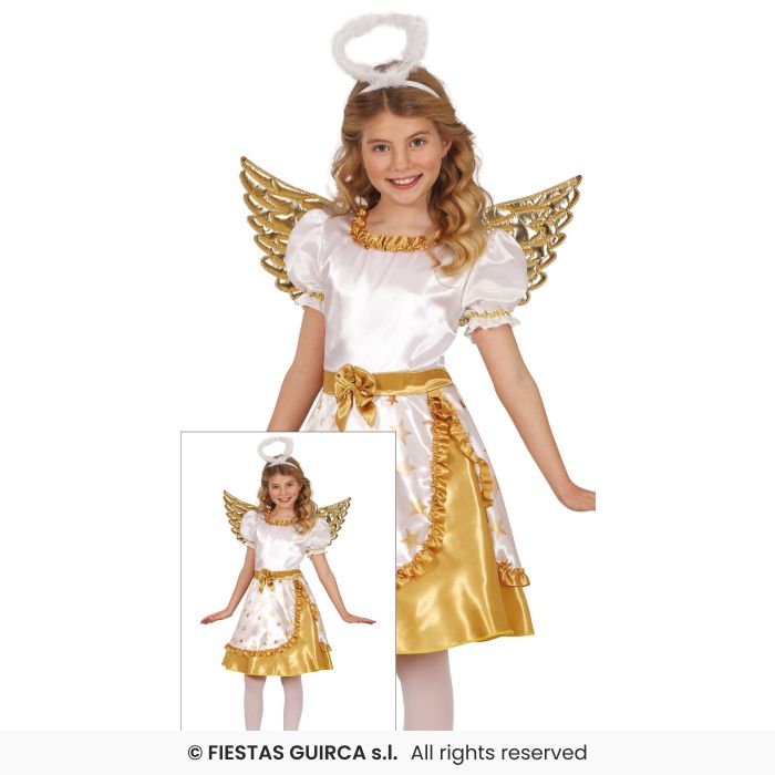 Golden Angel Girls Nativity Play Fancy Dress Costume Christmas Angel Age 3-12