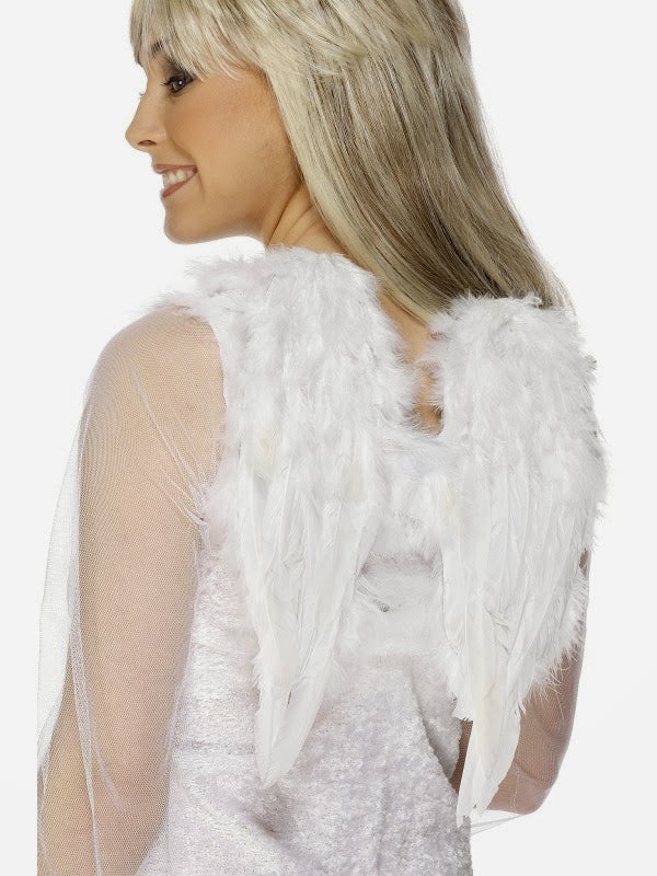 White Small Angel Wings Ladies Feather Fancy Dress Size 30 X 40cm