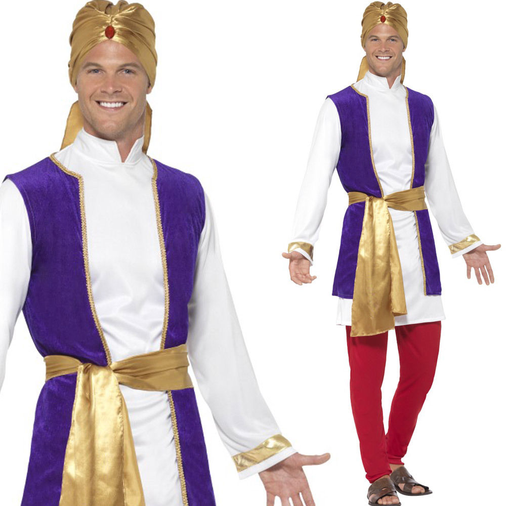 Adult Arabian Prince Costume Mens Bollywood Fancy Dress Outfit New M,L